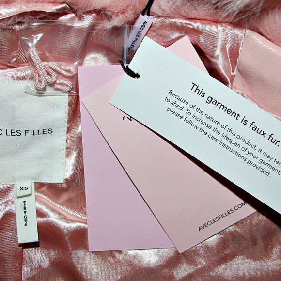 Avec Les Filles Luxurious Cropped Paneled Faux-Fur Coat in Blush sz XS $285 - Picture 15 of 16
